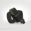 ANDERSONS WOVEN ELASTIC BELT WITH LEATHER TRIM - 35MM
