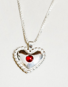 WOLF CIRCUS SOLID STERLING SILVER RUBY HEART PENDANT NECKLACE