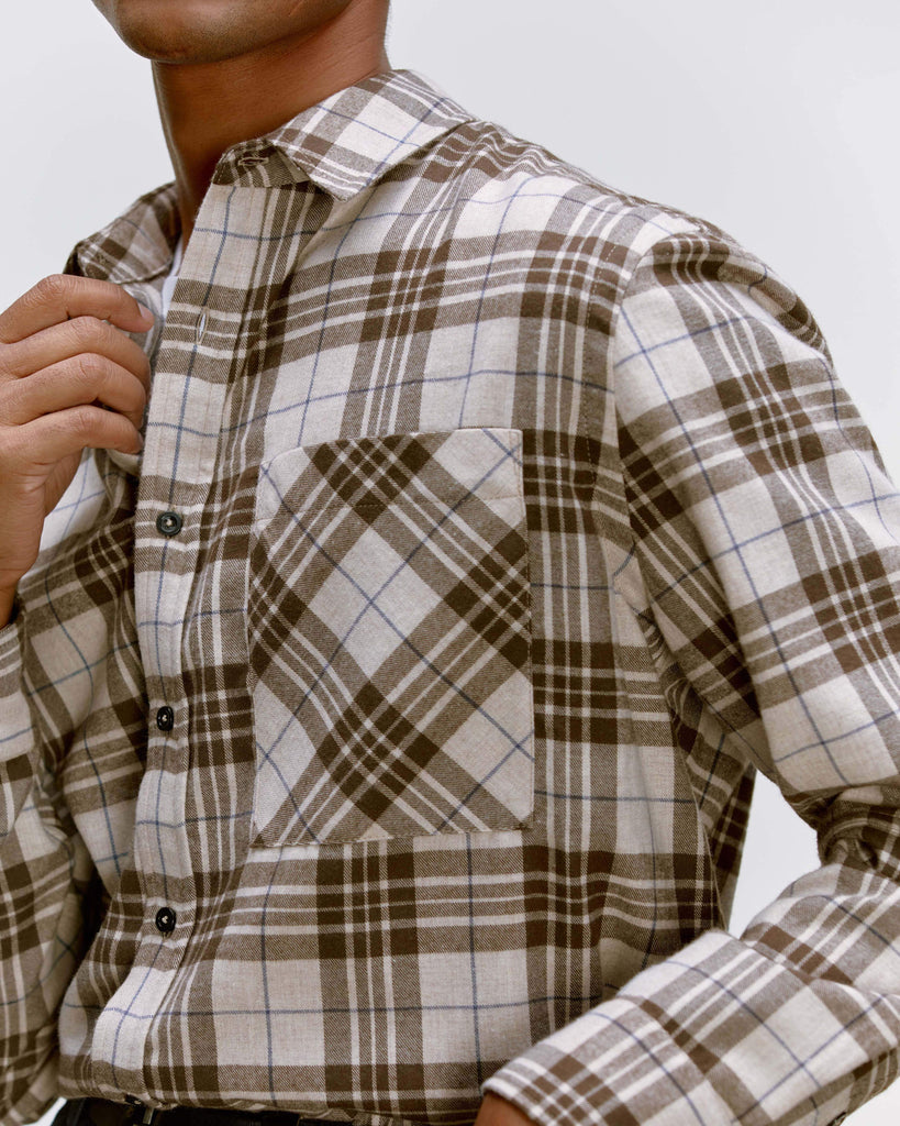 RILEY STUDIO RECYCLED FLANNEL CHECK PANNEL SHIRT