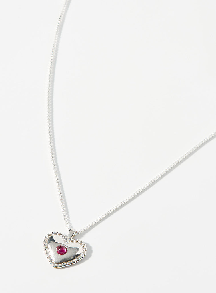 WOLF CIRCUS SOLID STERLING SILVER RUBY HEART PENDANT NECKLACE